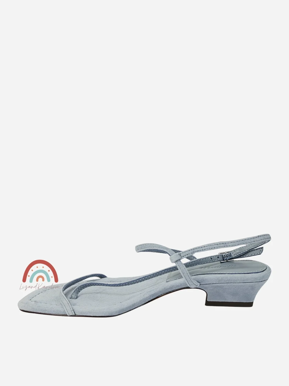 New! Madewell The Maycie Asymmetric T-Strap Sandal in Suede Terrace Blue